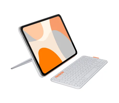 Logitech Tablet Tastatur Cover Flip Folio iPad Pro & Air11 - Verbindungsmöglichkeiten: Bluetooth - Tastaturlayout: QWERTZ (CH) - Kompatible Hersteller: Apple - Detailfarbe: Hellgrau - Bildschirmdiagonale in Zoll: 11  - Tablet Kompatibilität: iPad Air 11 (