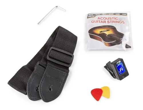 MAX Westerngitarre SoloJam Set Schwarz - Griffbrett: Palisander - Decke: Linde - Decke massiv: Nein - Gitarrengrösse: 4/4 - Mensur: 65 cm - Ausführung: Rechtshänder