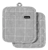 Ladelle Topflappen Eco Check 2 Stück, Grau - Material: Recycling Baumwolle - Detailfarbe: Grau