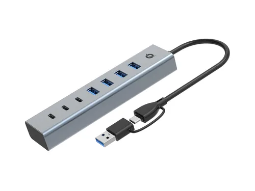 CONCEPTRONIC 7-Port Hub USB-A3.0-C Adap.->4xA3.0o.Netz. gr