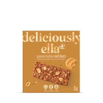 Deliciously Ella Riegel Erdnussbutter 3 x 50 g - Produkttyp: Nuss - Nährwertangabe pro: 100 g - Energiegehalt (in kj): 1925 KJ - Energiegehalt (in kcal): 460 Kcal - Fett: 23.6 g - Davon gesättigte Fettsäuren: 10.2 g