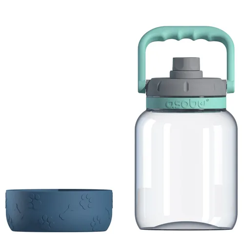 Asobu - The Barkley Dog Bowl - Tritanflasche 1,5 Liter mit Hundenapf blau