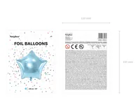 Partydeco Folienballon Star Hellblau - Packungsgrösse: 1 Stück - Grösse: 48 cm - Motiv: Stern - Produkttyp: Folienballon - Material: Folie - Detailfarbe: Hellblau