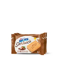 DAR-VIDA Snack Sandwich Choco & Haselnusscrème 195 g - Produkttyp: Dar-Vida - Nährwertangabe pro: 100 g - Energiegehalt (in kj): 1993 KJ - Energiegehalt (in kcal): 476 Kcal - Fett: 21 g - Gesättigte Fettsäuren: 4.9 g