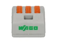 WAGO Verbindungsklemme Wago Klemme 3L 3-fach, 8 Stück - Verwendung Klemmen: Drähte + Litzen - Schutzklasse: IP20 - Verpackungseinheit: 8 Stück - Detailfarbe: Orange - Eigenschaften Hausinstallation: Steckklemme - Flammwidrig - E-Nr.: 0