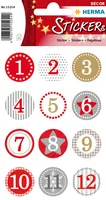 Herma Stickers Adventskalender-Zahlen Sticker Rot/Gold, 2 Blatt - Motive: Weihnachten - Befüllt: Nein - Kalendertyp: Zahlen - Alkoholhaltig: Nein