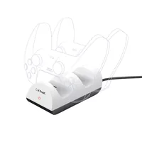 Trust Ladestation GXT 254 Zweifach-Ladedock für PS5 - Plattform: PlayStation 5 - Schnittstellen: USB Typ C - Detailfarbe: Weiss