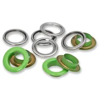 Prym Ösen mit Scheiben 15 Stück, Hellgrün-Silber - Verpackungseinheit: 15 Stück - Detailfarbe: Silber - Hellgrün - Produkttyp: Ösen
