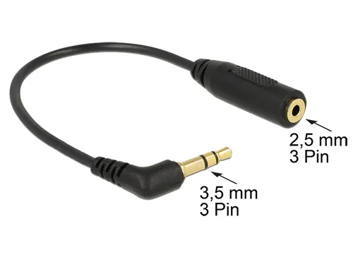 Delock Kabel Klinkenstecker 3,5 mm 3 Pin gewinkelt > Klinkenbuchse 2,5 mm 3 Pin