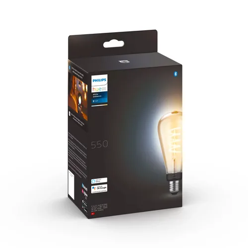 Philips Hue White Ambiance E27 Einzelpack Giant Edison Filament 550 lm - Energieeffizienzklasse: G - Lampensockel: E27 - Protokoll: Bluetooth - ZigBee - Smart Home: Kompatibel - Farbtemperatur Kelvin: 4000 K - Gesamtleistung: 7 W