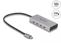 DELOCK USB 10 Gbps USB Type-C Hub mit 4 x USB Type-C Buchse + 1 x USB Type-C PD 85 Watt mit 30cm Anschlusskabel