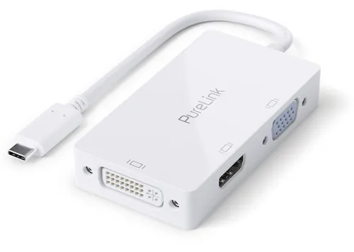 PureLink Multiadapter IS240 USB Type-C - HDMI/DVI/VGA, Weiss - Kabeltyp: Multiadapter - Videoanschluss Seite A: USB Type-C - Videoanschluss Seite B: HDMI - DVI-A - VGA