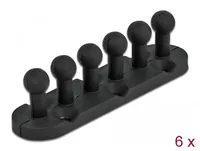 Delock Kabelhalter Schraubbar, mit 5 Durchführungen 6 Stück - Produkttyp: Kabel-Clip - Ausstattung Kabelmanagement: Befestigungsclip - Selbstklebend - Verpackungseinheit: 6 Stück - Material: Silikon - Detailfarbe: Schwarz