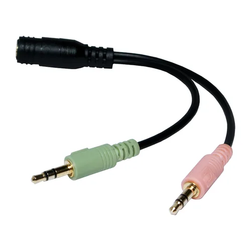 Logilink Audio-Kabel,2x3,5mm 3-PinM zu 3,5 mm 4-PinF,schw.