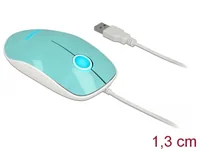 Delock Maus 12538 USB-Typ-A LED  türkis - Maus-Typ: Standard - Maus Features: Beleuchtung - Scrollrad - Bedienungsseite: Universal - Detailfarbe: Türkis - Verbindungsart: Verkabelt - Schnittstelle: USB-A