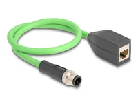 Delock M12 Kabel D-kodiert 4 Pin Stecker zu RJ45 Buchse PUR (TPU) 0,5 m