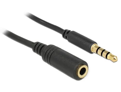 Delock Klinkenverlängerungskabel 3,5 mm 4 Pin Stecker zu Buchse 0,5 m schwarz