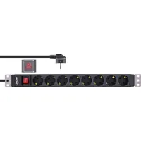 InLine 19" Steckdosenleiste - 8-fach Schutzkontakt - mit Schalter - 2m - schwarz