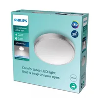 Philips Deckenleuchte Doris, 17W, 4000K, IP44, nickel - Leuchten Kategorie: Deckenleuchte - Betriebsart: Netzbetrieb - Lampensockel: LED fest verbaut - Farbtemperatur Kelvin: 4000 K - Dimmbar: nicht dimmbar - Farbwiedergabeindex CRI: 80