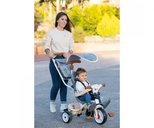 Smoby Dreirad Mickey Baby Balade Plus - Altersempfehlung ab: 10 Monaten - Ausstattung: Schiebestange - Detailfarbe: Beige - Grau - Material: Kunststoff