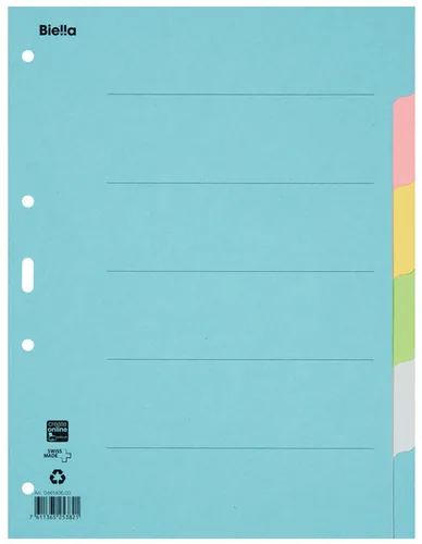Biella 0461406.00 tab index Blank tab index Carton Blue, Green, Grey, Pink, Yellow