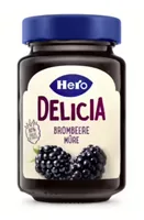 Hero Brotaufstrich Brombeerkonfitüre 290 g - Produkttyp: Konfitüre - Nährwertangabe pro: 100 g - Energiegehalt (in kj): 851 KJ - Energiegehalt (in kcal): 200 Kcal - Fett: 0.6 g - Gesättigte Fettsäuren: 0 g
