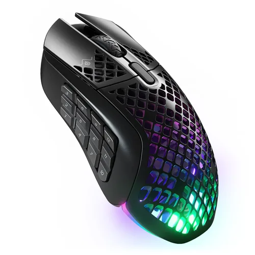 Steel Series Gaming-Maus Aerox 9 Wireless - Maus Features: Spritzwassergeschützt - Programmierbare DPI-Einstellung - Staubgeschützt - RGB-Beleuchtung - Daumentaste - Beleuchtung - Programmierbare Tasten - Bedienungsseite: Rechtshänder - Detailfarbe: Schwa