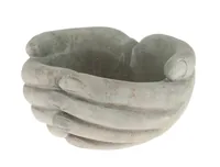 Opiflor Schale Hände aus Zement 14.5 cm x 13 cm x 7 cm - Produkttyp: Grabdekoration - Detailfarbe: Grau - Motiv: Hand - Detailmaterial: Zement - Grundmaterial: Zement