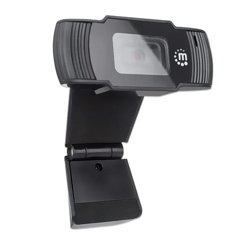 Manhattan USB Webcam, Two Megapixels (Clearance Pricing), 1080p Full HD, USB-A, Integrated Microphone, Adjustable Clip Base, 30 frame per second, Black, Three Year Warranty, Box