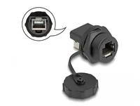 DeLOCK RJ45 Cat.6A Coupler with protective cap for built-in installation IP67 dust and waterproof