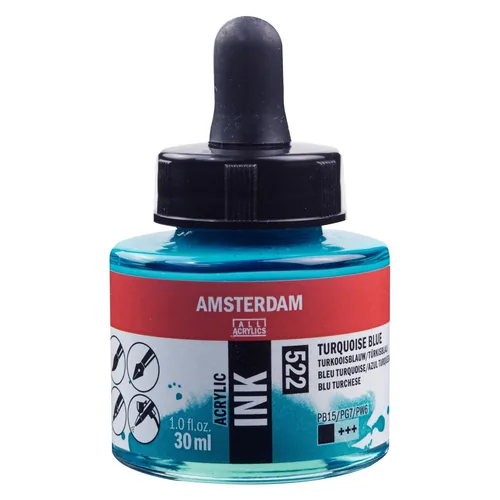 Amsterdam Acryltinte 522 Türkisblau deckend, 30 ml 30 ml, Blau/Türkis - Art: Acryltinte - Detailfarbe: Türkis - Blau - Set: Nein - Verpackungseinheit: 1 Stück