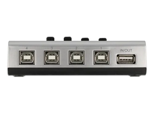 Delock Umschalter USB 2.0 mit 4 x Typ-B Buchse zu 1 x Typ-A Buchse manuell bidirektional