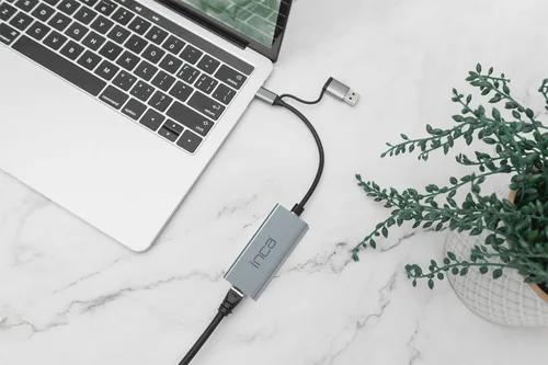 INCA Adapter IUTP-01TX Ethernet > USB und Typ C Anschluss