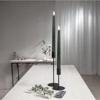 Star Trading LED-Stabkerzen Set Flamme Slim, 2 Stück, Grün - Betriebsart: Batteriebetrieb - Fernbedienung: Ja - Aussenanwendung: Nein - Höhe: 28.5 cm - Timerfunktion: Ja - Set: Ja