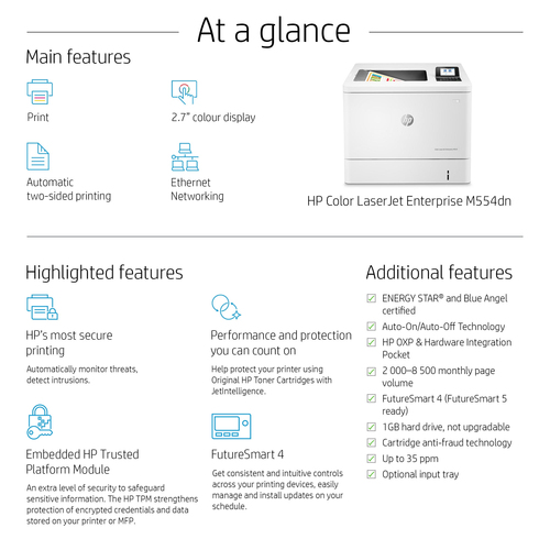 HP Color LaserJet Enterprise M554dn Printer series 1200 x 1200 DPI A4