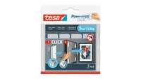 tesa Klebehaken Powerstrips CLICK Small 4 Paar, 1.8 kg - Detailfarbe: Weiss - Art: Klebehaken
