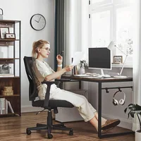 Songmics Bürostuhl mit Netzrücken und Armlehnen, Schwarz - Produkttyp: Bürostuhl - Material Bezug: Stoff - Armlehnen: Ja - Material Fuss: Kunststoff - Rückenart: Netzrücken - Rollenart: Universalrollen
