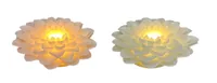 Dameco LED Wachskerze Rose Blüte 2er Set rosa und türkis grün - Betriebsart: Akkubetrieb - Fernbedienung: Nein - Aussenanwendung: Ja - Höhe: 6 cm - Timerfunktion: Nein - Set: Ja