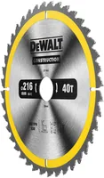 DEWALT Kreissägeblatt 216 x 30 mm, 40 WZ - Zubehörtyp: Kreissägeblatt - Verpackungseinheit: 1 Stück - Für Material: Holz