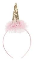 Partydeco Haarreif Einhorn 11 x 25 cm, Rosa/Gold - Packungsgrösse: 1 Stück - Produkttyp: Partyaccessoire - Material: Keine Angabe - Detailfarbe: Rosa - Gold - Motto: Prinzessin
