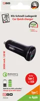 2GO USB KFZ-Ladegerät USB 3.0 Type-C Quick Charge schwarz