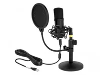 Delock Kondensatormikrofon USB für Gaming & Podcasting - Typ: Einzelmikrofon - Bauweise: Desktop - Anwendungsbereich: Gesang & Sprache - Voice-Chat / Gaming - Wandlerprinzip: Kondensator - Richtcharakteristik: Niere - Umschaltbare Richtcharakteristik: Nei