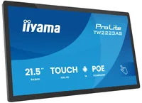iiyama Touch Display ProLite TW2223AS-B3P Projiziert-kapazitiv - Energieeffizienzklasse: Keine - Detailfarbe: Schwarz - Bildschirmdiagonale in Zoll: 21.5  - Auflösung: 1920 x 1080 (Full HD) - Schnittstellen: 3.5 mm Klinke - Bluetooth - HDMI - RJ-45 (LAN) 