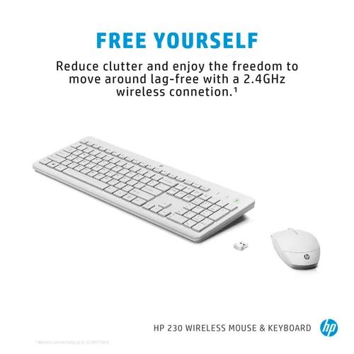 HP 230 Wireless Mouse and Keyboard Combo White clavier Souris incluse RF sans fil Blanc