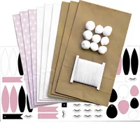 Folia Bastelset Häschen, 9 Stück - Verpackungseinheit: 9 Stück - Material: Papier - Detailfarbe: Rosa - Nature - Weiss - Produkttyp: Bastelset