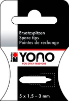 Marabu Acrylmarker Ersatzspitze für YONO 1.5 - 3 mm - Strichstärke: 1.5 - 3 mm - Verpackungseinheit: 5 Stück - Oberfläche: Beton - Textilien - Porzellan - Glas - Metall - Kunststoff - Stein - Leinwand - Papier - Holz - Set: Ja - Detailfarbe: Keine Angabe 