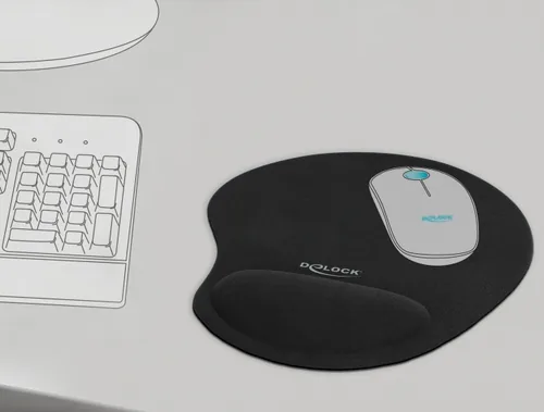 DeLOCK Ergonomic Mouse pad with Gel Wrist Rest black 230 x 202 x 24 mm
