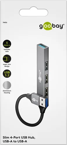 Goobay 74456 interface hub USB 3.2 Gen 1 (3.1 Gen 1) Type-A 5000 Mbit/s Light grey