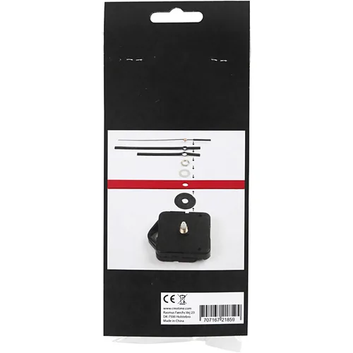 Creativ Company Mechanisches Uhrwerk Schwarz, max. Plattenstärke: 10 mm - Selbstklebend: Nein - Verpackungseinheit: 1 Stück - Detailfarbe: Schwarz - Produkttyp Kleinteile: Mechanisches Uhrwerk - Uhrzeiger