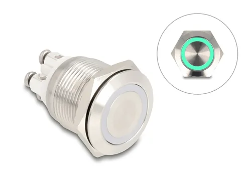 DELOCK Drucktaster zum Einbau 19 mm 4x Schraubklemme LED gr.
